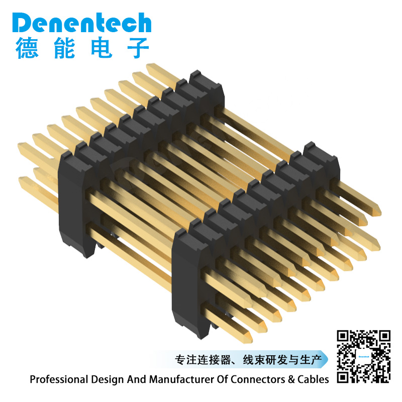 Denentech customized 0.8mm dual row dual plastic straight DIP pin header connector
